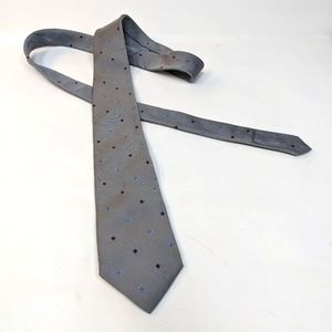 Pour Les Hommes By Mervyn's Silk Silver Tie with red and blue Diamonds T5